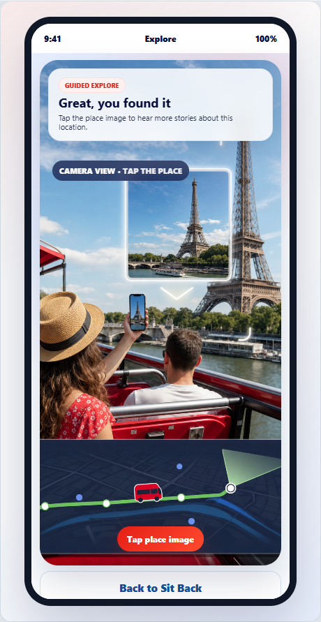 ARnocular app screen showing a guided explore moment