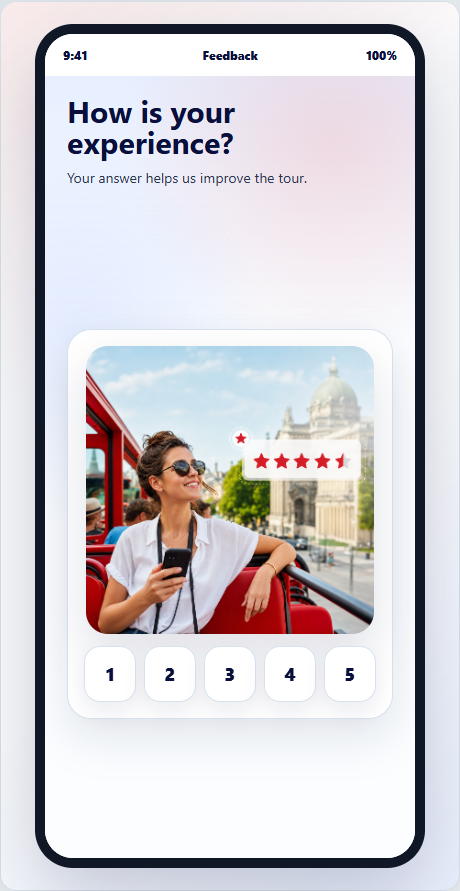 ARnocular app screen collecting passenger feedback